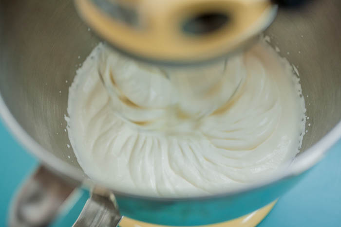 defined whisk tracks in whipped cream 