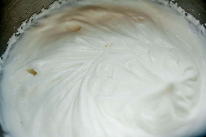 whipped cream with soft whisk tracks