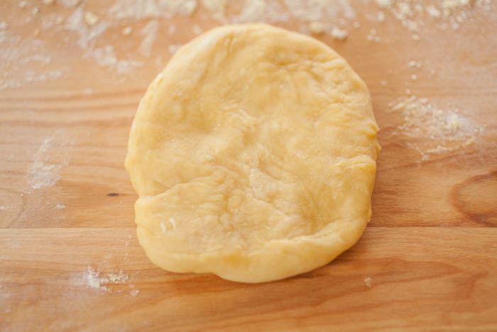 Step six in homemade pasta dough. 