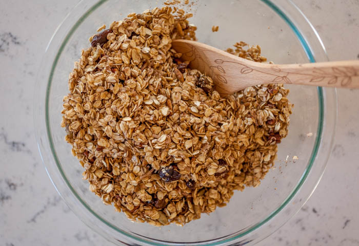 granola components in a bowl. 