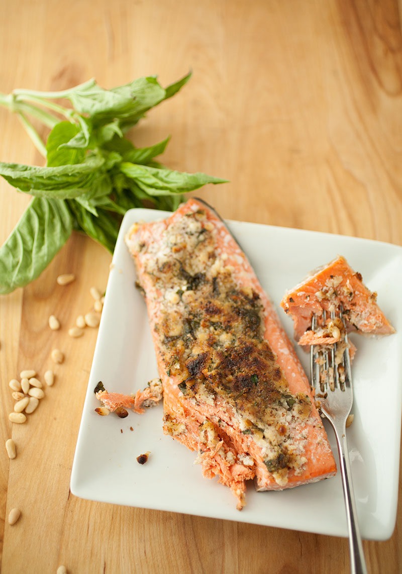 Bright salmon with a nutty, flavorful crust—it’s a delicious gluten-free and dairy-free way to make your salmon! 