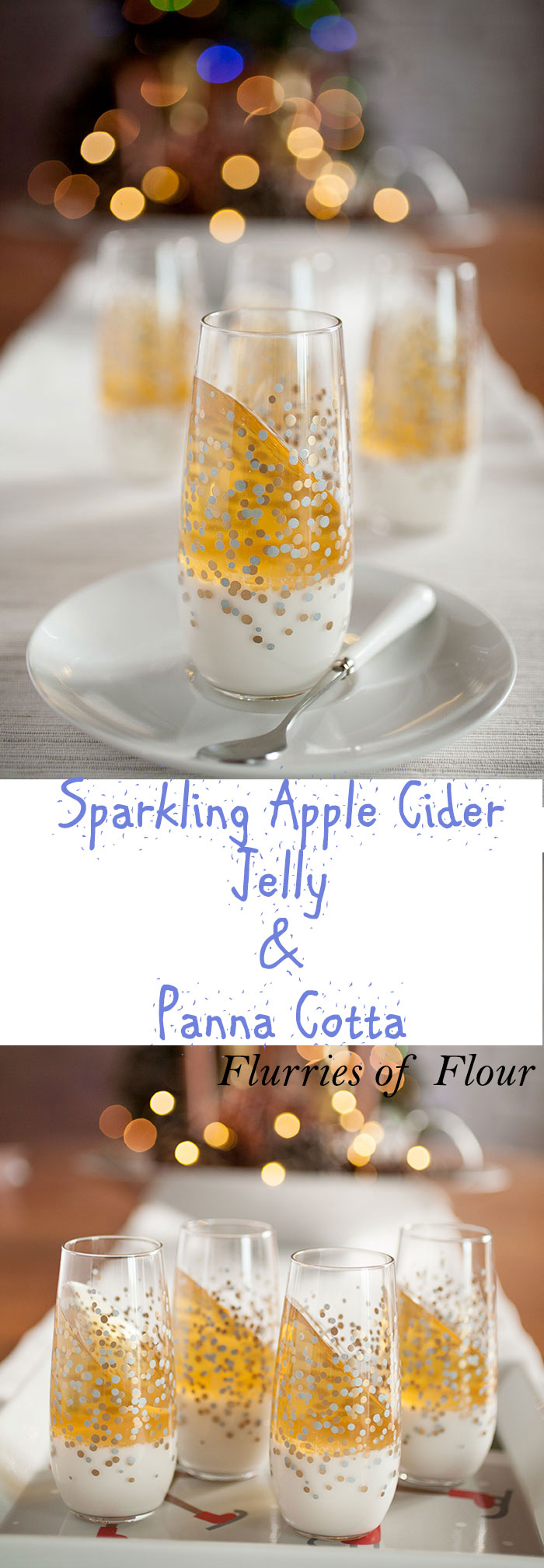 This apple cider jelly and panna cotta takes sweet, effervescent sparkling apple cider gelatin and mixes it with mellow, creamy panna cotta. It’s what holiday dessert dreams are made of!