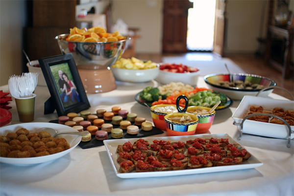 Food spread for a bridal shower