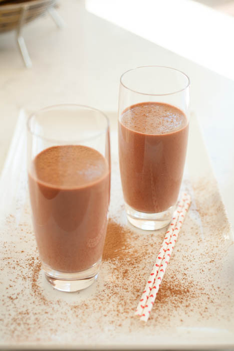 chocolate and strawberry smoothie. 
