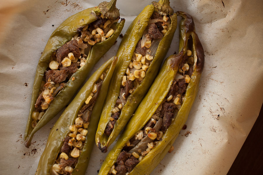 Fajita-stuffed Hatch green chile is full of delicious, spicy fall harvest flavor! 