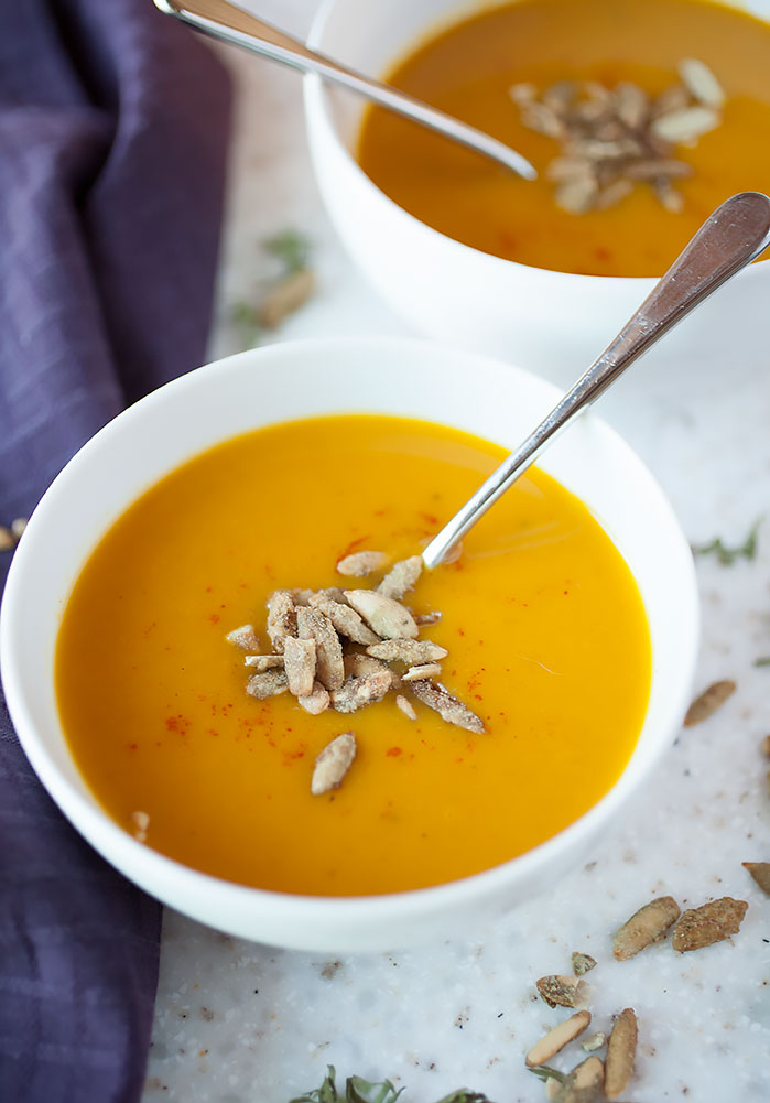 Spiced Pumpkin and Carrot soup is simple, warming, and perfect for cool fall evenings!
