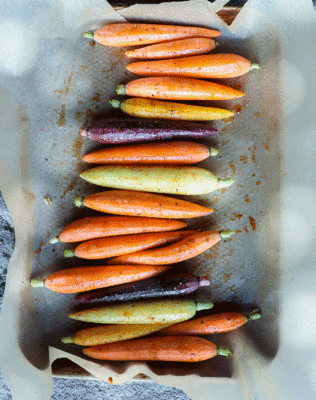 cumin roasted carrots from Flurries of Flour Weekly Menu